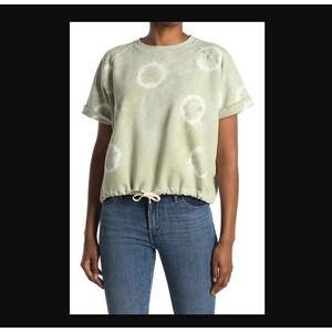 Etica NEW Womens XS Lindsey Superbloom Agave Tie Dye Drawstring Hem Top Green